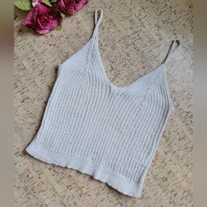 Knitted beige cropped tank top